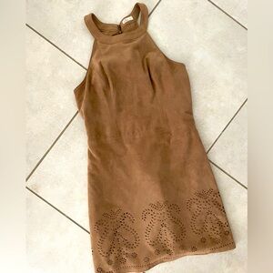 Hollister women’s Faux Suede Tan Sleeveless Dress size S excellent condition